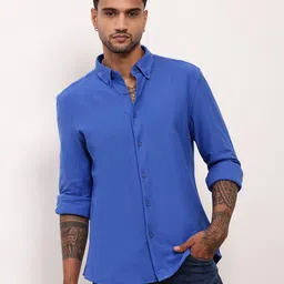 SHOWOFF Men Comfort Slim Fit Button-Down Collar Solid Cotton Casual Shirt-picture-35