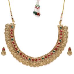 Peora Gold-Plated Faux Kundan Studded Jewellery Set-image-75
