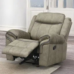 Royaloak Beige Luke Fabric Manual Single Seater Chair Recliner With Glider-image-13