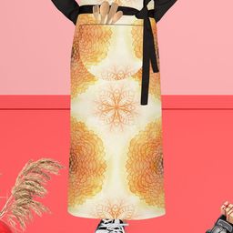 ArtzFolio Orange Coloured & Yellow Printed Cotton Waist Apron-43