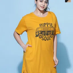 9shines Label Pack Of 2 Graphic Printed Cotton Longline Lounge T-shirts-image-85