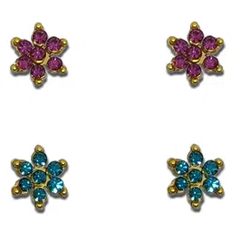 Comet Busters Pack Of 2 Gold Plated Stone Studded Floral Non Piercing Ear Stickers-40