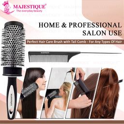 MAJESTIQUE Blow Dryer Brush 2 Inch & Tail Comb For Blow Drying-5