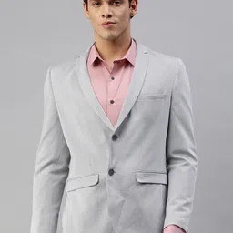 Louis Philippe Sport Men Grey Self-Design Super Slim-Fit Single-Breasted Formal Blazer-picture-13
