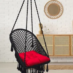 Patiofy Premium Black & Red U-Shaped Comfortable Hammock Swing Chair With Cushion-47