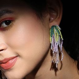SOHI Silver-Plated Contemporary Artificial Beads Drop Earrings-34