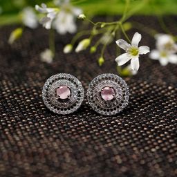 Zoey Silver Plated American Diamond Contemporary Drop Earrings-21