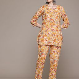 Readiprint Fashions Floral Printed Pure Cotton Tunic with Trousers-18