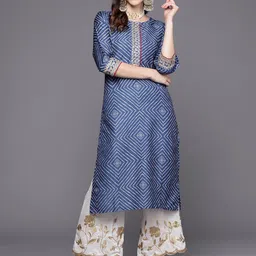 Varanga Women Blue & White Bandhani Printed Kurta-image-82