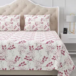 BELLA CASA Stella Collection White Printed 180 TC Cotton King Bedsheet & 2 Pillow Covers-picture-19