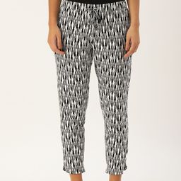 Enamor Women BlackWhite Ikat Print Relaxed Fit Shop in Pyjama Lounge Pants-10
