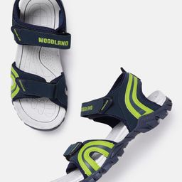 Woodland Men Navy Blue & Fluorescent Green Striped Sports Sandal-image-42