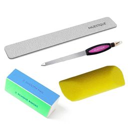 MAJESTIQUE Set Of 4 Flat Nail Files With Foot Buffer And Manicure 4 Side Buffer-image-65