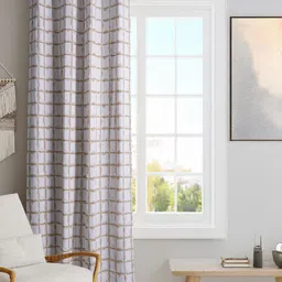 BLANC9 White & Brown Geometric Printed Black Out Door Curtain-4