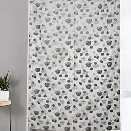 CASA-NEST Grey & White 9 Pieces Floral Printed Shower Curtain With Hooks-5