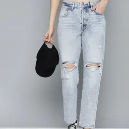 Levis Women 501 Low Distress Heavy Fade Mid-Rise Pure Cotton Jeans-image-78