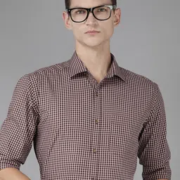 Park Avenue Men Slim Fit Grid Tattersall Checked Pure Cotton Formal Shirt-image-91