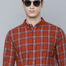Flying Machine Men Slim Fit Tartan Checks Opaque Pure Cotton Casual Shirt-image-61