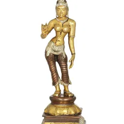 Exotic India Brown & Gold-Toned Goddess Parvati In Triple Bent Posture Showpiece-image-79
