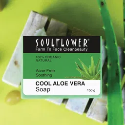 Soulflower Set of 2 Cool Aloe Vera Soap For Acne & Irritation Free Skin with Natural Oil-17