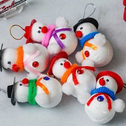eCraftIndia White & Red 6 Pieces Other Figurine Christmas Hanging Snowman-5