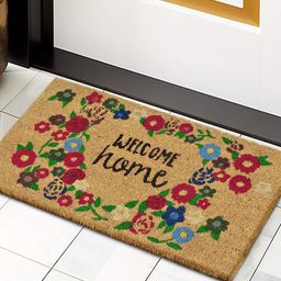 HOKIPO Brown & Red Floral Printed Rectangular Coconut Coir Anti-Skid Doormat-image-68