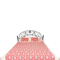 Exotic India Pink Ethnic Motifs Printed300 TC Cotton Queen Bedsheet with 2 Pillow Covers-image-89
