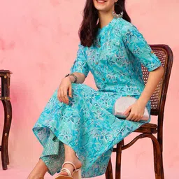 Anouk Rustic Floral Printed Pure Cotton Beads and Stones Mandarin Collar Kurta & Palazzo-picture-55