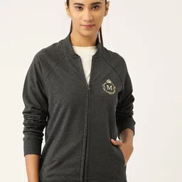 MABISH by Sonal Jain Women Charcoal Grey & Golden Cotton Brand Logo Printed Sweatshirt-image-96
