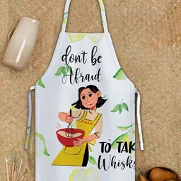 Steve & Anderson Unisex White & Green Printed Pure Cotton Front Pocket Kitchen Apron-19