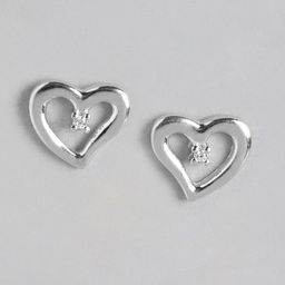 DressBerry Rhodium-Plated 925 Sterling Silver Heart Shaped Studs-14