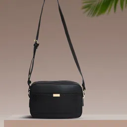 Accessorize London Women Faux Leather Black Piper Camera Croc Sling Bag-45