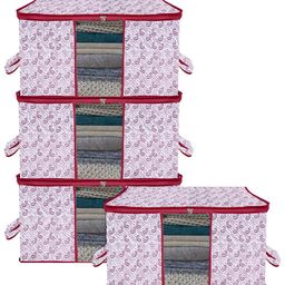 Kuber Industries Cream & Purple 4 Pieces Regular Drawer Organiser-42