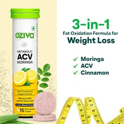 OZiva Set Of 8 Apple Cider Vinegar Moringa To Control Craving Lemon Masala-15 Tablets Each image 4