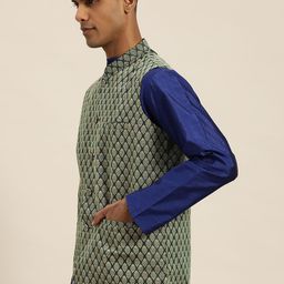 SOJANYA Woven Design Silk Blend Nehru Jacket image 4