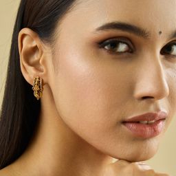 Kushal's Fashion Jewellery Gold Plated Ruby Studded Ethnic Antique Studs Earrings-25