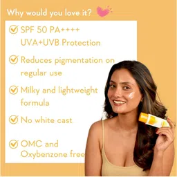 WishCare Vitamin C Pure Glow Milk SPF50 Ultralight Sunscreen with Kojic Acid - 50 ml image 2