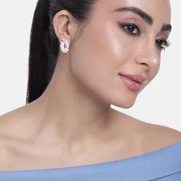 Estele Rose-Gold Plated Crystals-Studded Quirky Studs Earrings-10