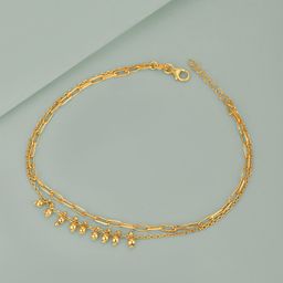 Carlton London 18Kt Gold Plated Double Layer Anklet with dangling Beads-image-53