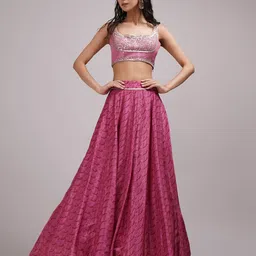 Breathe by Aakanksha Singh Embellished Made to Measure Lehenga & Blouse With Dupatta image 3