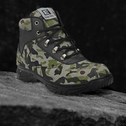 Eego Italy Men Olive Green & Grey Camouflaged Printed Trekking Shoes-31