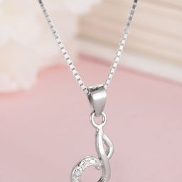 Zavya Women Rhodium-Plated CZ Studded Sterling Silver Pendant Necklace-17