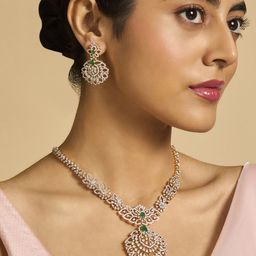Kushal's Fashion Jewellery Rhodium Plated Cubic Zirconia Stone Studded Jewellery Set-image-6