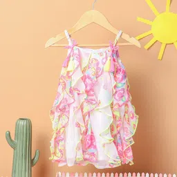 Nauti Nati Infant Girls Multicoloured Floral & Butterfly Print Ruffled A-Line Dress-29
