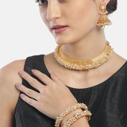 YouBella Off-White Gold-Plated Beaded Jewellery Set with Bangles-image-56