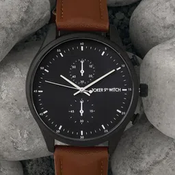 JOKER & WITCH Men Black Printed Dial & Brown Leather Straps Analogue Watch AMWW522-Brown-58