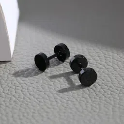 Priyaasi Men Black Circular Studs Earrings-image-65