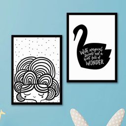Art Street Black & White Set Of 2 Beautiful Motivational Painted Framed Wall Art-40