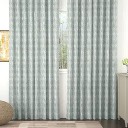 Story@home Grey & White Set of 4 Striped Room Darkening Long Door Curtain-10
