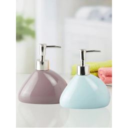 Kookee Ceramic Soap Dispenser for handwash-brown-Blue (Set of 2)-picture-12